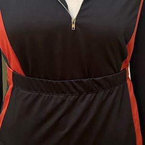 2 piece Black w/ red & green bodysuit & skirt 3X